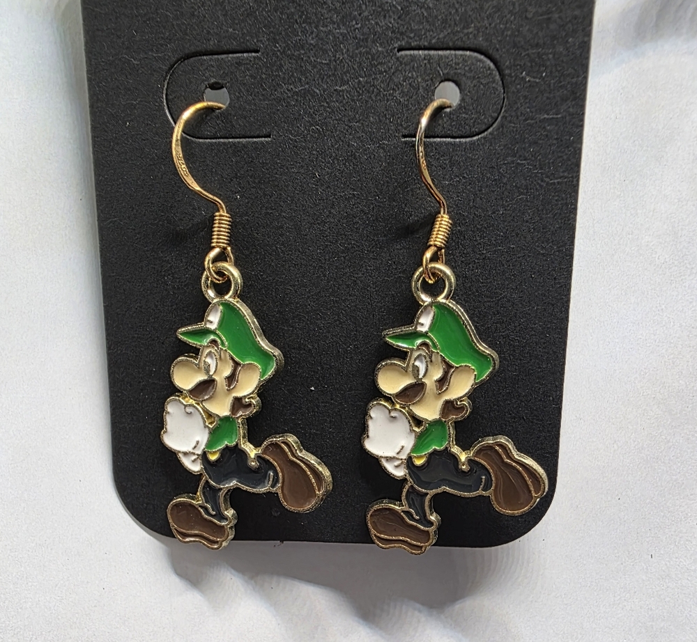 Luigi Earrings Super Mario Bros Handmade Hypoallergenic BUNDLE & OFFER 2SAVE